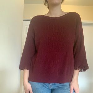 Maroon J. Crew three quarter length sleeve sweater